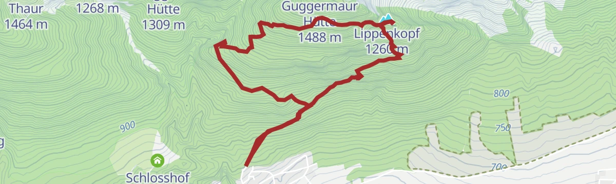 Route map: Lippenkopf schwere Bergtour in Thaur, Tirol